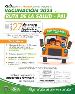 Chía se vincula a la Primera Jornada Nacional de Vacunación 2024