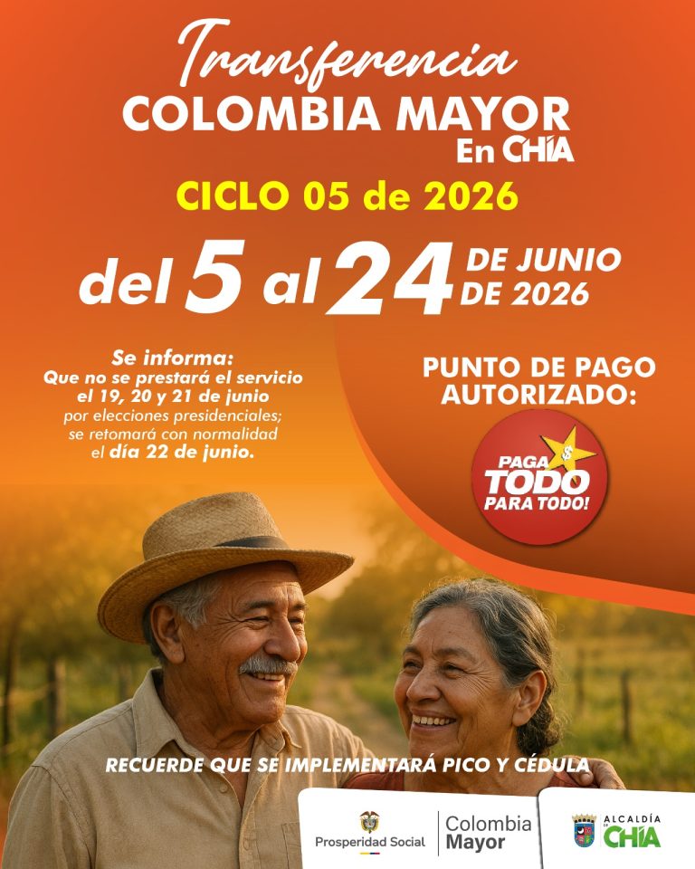 Llega el ciclo 05 del subsidio nacional de Colombia Mayor en Chía