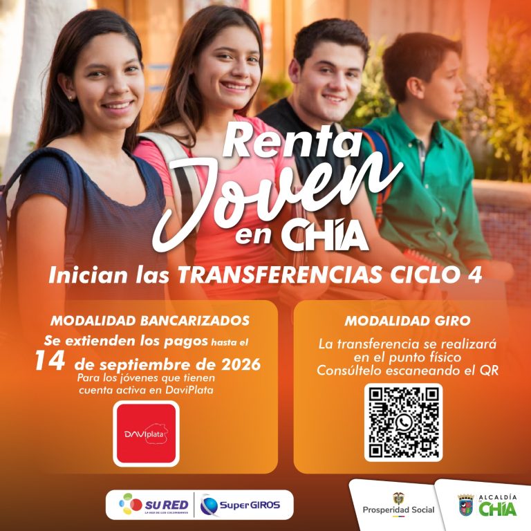Chía activa el Ciclo 4 de transferencias del programa Renta Joven